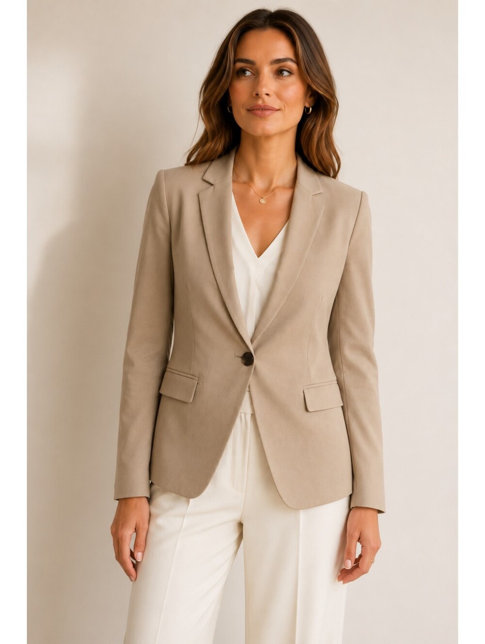Ann Taylor Khaki One Button Tailored Blazer Business Casual Jacket Size 4